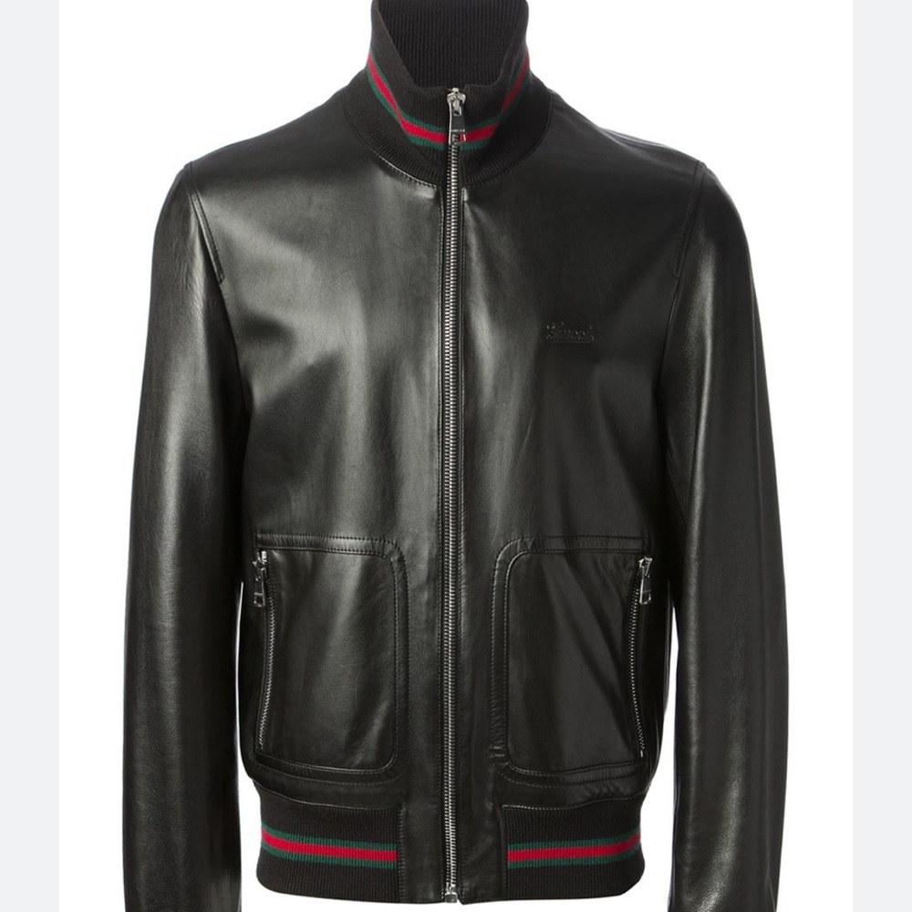 Gucci Black Leather Jacket Size 50